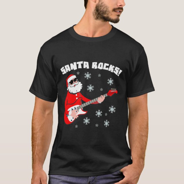 Weihnachtsgeschenk von Santa Rocks T-Shirt (Vorderseite)