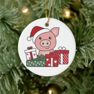 Weihnachtsgeschenk Wintertiere Schweine Keramik Or Ornament
