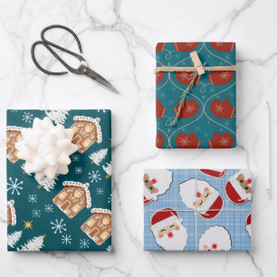 Weihnachtsgeschenk-Wracktrio Geschenkpapier Set