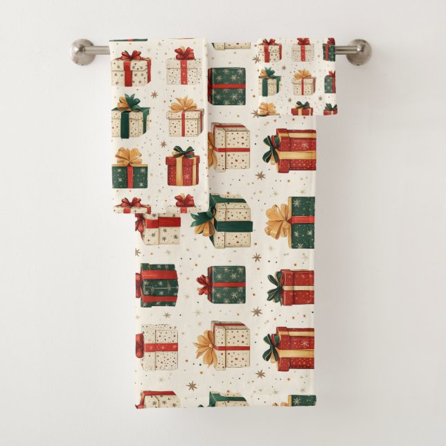 Weihnachtsgeschenk Wrap Design Muster Badhandtuch Set (Insitu)