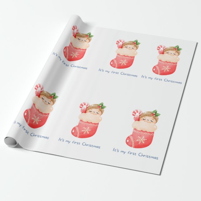 Weihnachtsgeschenk Wrap - erste Weihnachtsfeier Geschenkpapier (Ungerollt)
