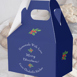 Weihnachtsgeschenk zum Backen in Blau - Fröhliche Geschenkschachtel