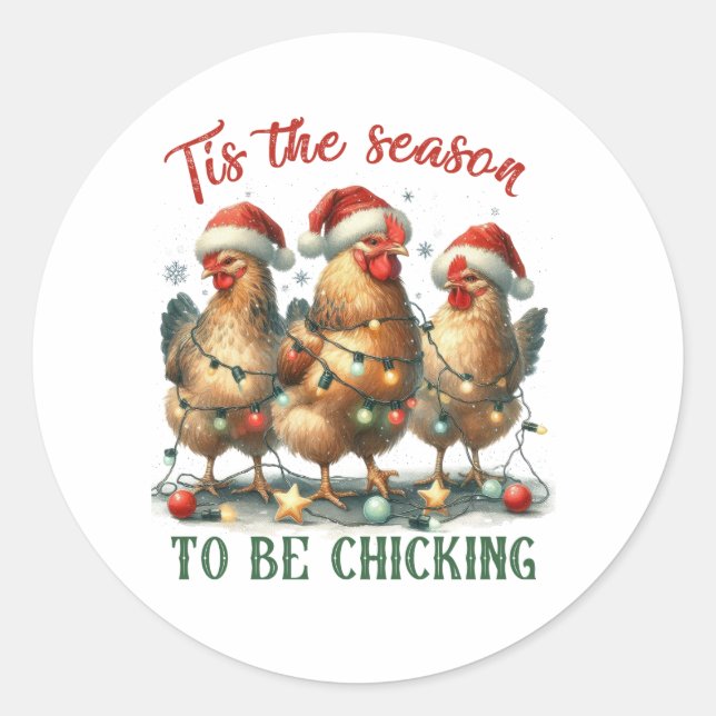 Weihnachtsgeschenk zum Chicken Runder Aufkleber (Vorderseite)