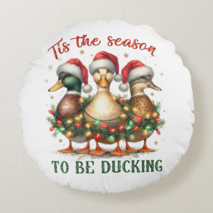 Weihnachtsgeschenk zum Ducken Rundes Kissen