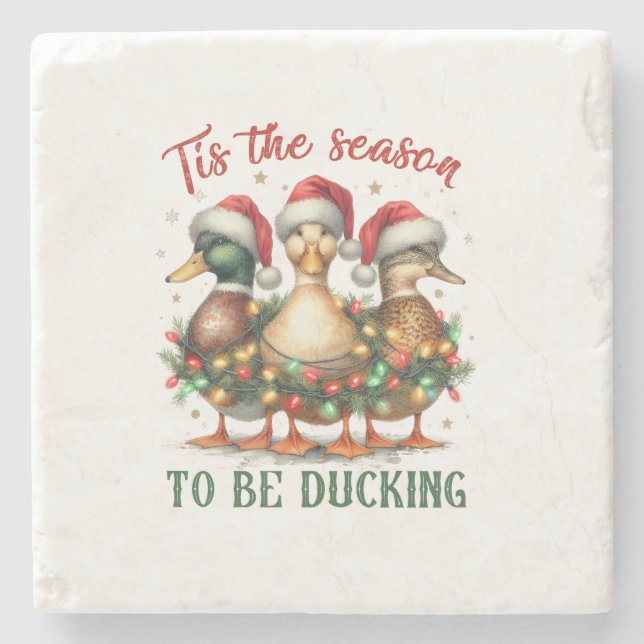 Weihnachtsgeschenk zum Ducken Steinuntersetzer (Vorderseite)