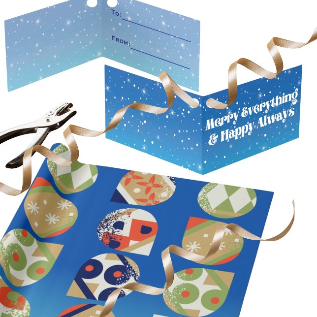 Weihnachtsgeschenkanhänger Merry Everything & Happ (This listing is for the gift card, wrapping paper is sold separately as part of same collection.)