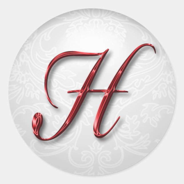 Weihnachtsgeschenkaufkleber Rot Monogramm - Maßges Runder Aufkleber (Vorderseite)