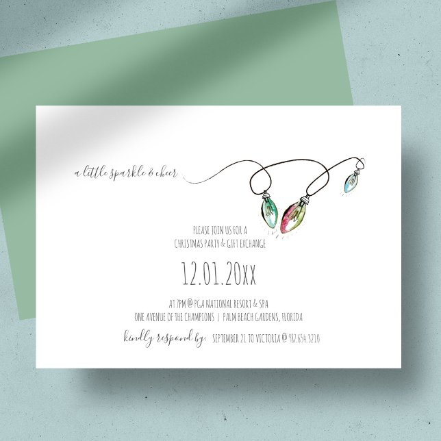 Weihnachtsgeschenkbörse Party Einladung (Christmas party invitations feature line art holiday lights in a minimalist design)