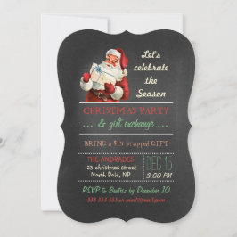 Weihnachtsgeschenkbörse Vintag Santa Chalkboard Einladung