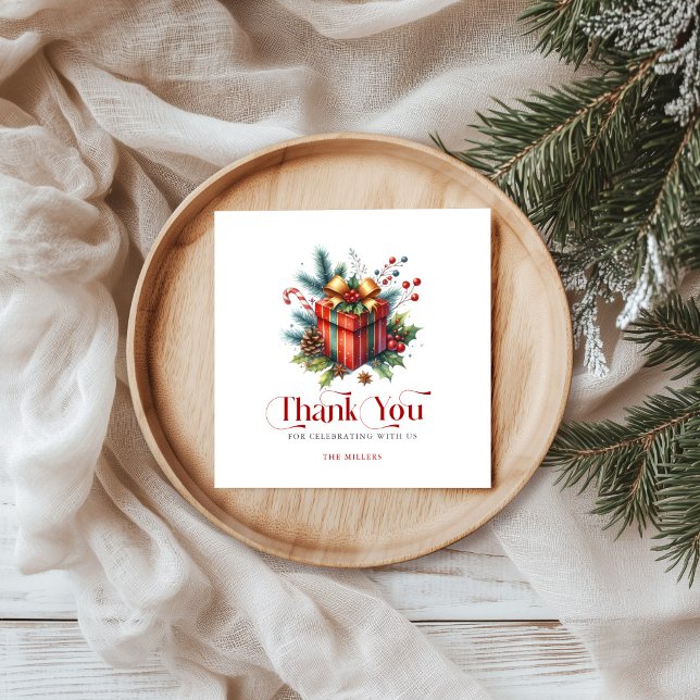 Weihnachtsgeschenkbox, Danke Retro-Typografie Serviette (Von Creator hochgeladen)