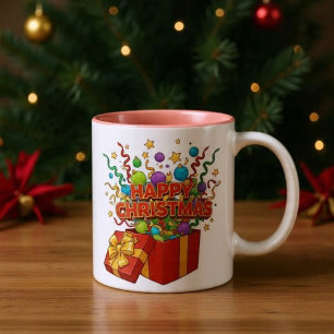 Weihnachtsgeschenkbox-Ornamente zum Explodieren Zweifarbige Tasse