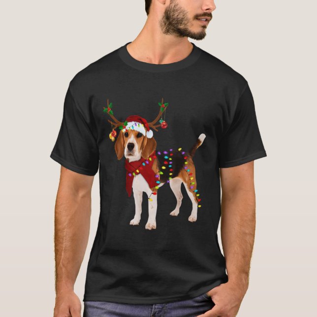 Weihnachtsgeschenke Beagle Reindeer Light T-Shirt (Vorderseite)