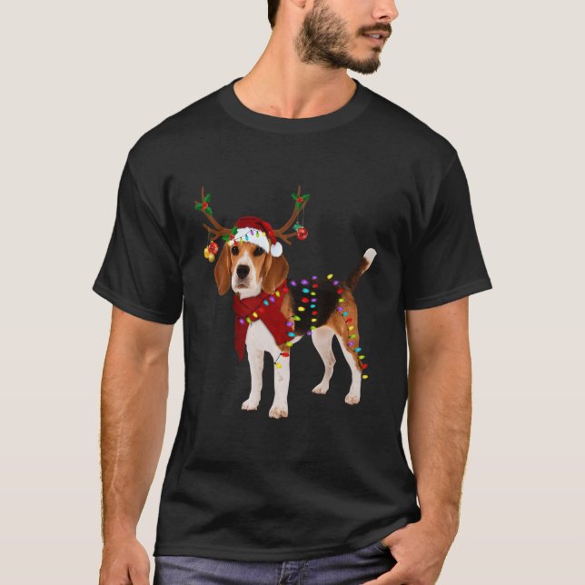 Weihnachtsgeschenke Beagle Reindeer Light T-Shirt (Vorderseite)