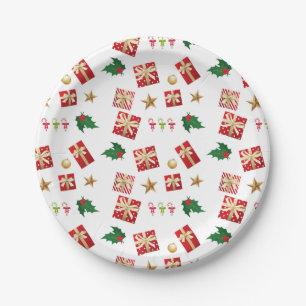 Weihnachtsgeschenke Candy Canes Stars Holly Pappteller