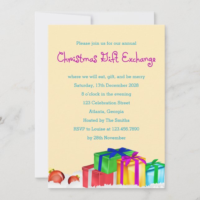 Weihnachtsgeschenke Exchange Corporate Holiday Par Einladung (Vorderseite)
