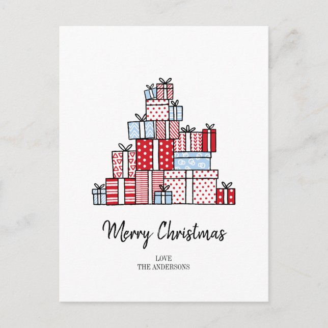 Weihnachtsgeschenke Feiertag Postkarte (Vorderseite)