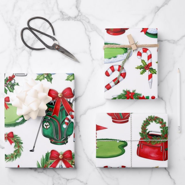 Weihnachtsgeschenke für Golfer Geschenkpapier Set (Vorderseite)