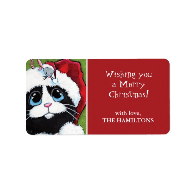 Weihnachtsgeschenke für Katzen und Maus - Etikette Adressaufkleber (Vorne)