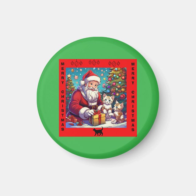 Weihnachtsgeschenke für zwei junge Kätzchen Magnet (Vorne)