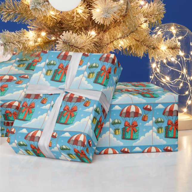 Weihnachtsgeschenke, geliefert durch Fallschirme Geschenkpapier (Feiertage)