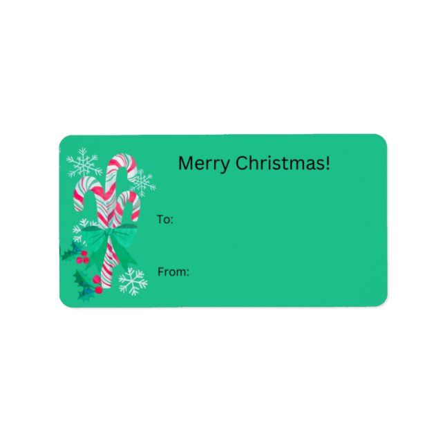 Weihnachtsgeschenke Labels Candy Cane Green Adressaufkleber (Vorne)