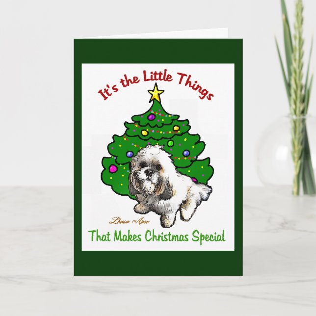 Weihnachtsgeschenke Lhasas Apso Feiertagskarte (Vorderseite)