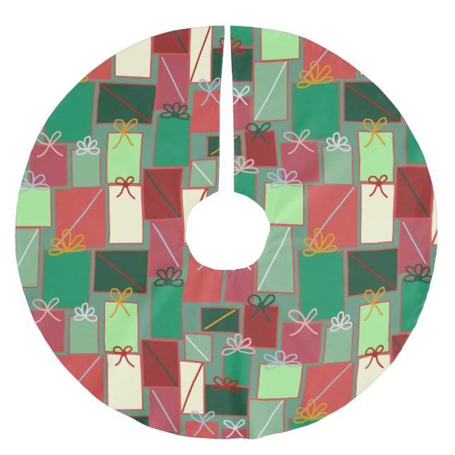 Weihnachtsgeschenke mit Ribbons und Bows Polyester Weihnachtsbaumdecke (Vorderseite)