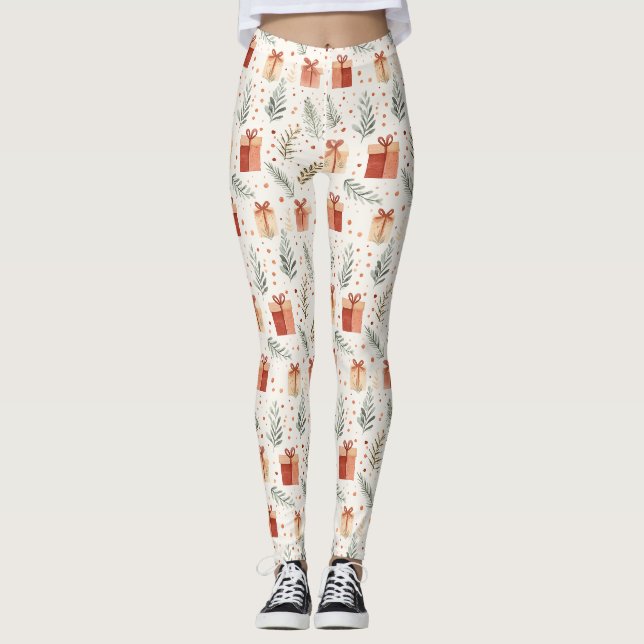 Weihnachtsgeschenke, Polka Dots und Botanicals Leggings (Vorderseite)