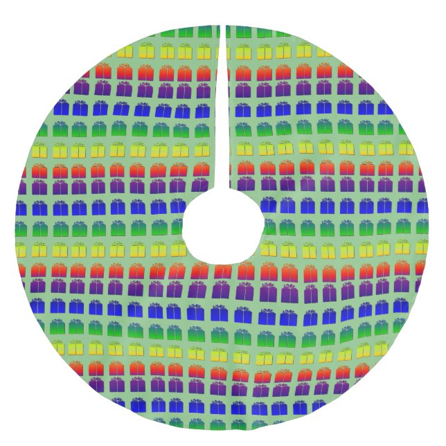 Weihnachtsgeschenke präsentiert Boxen Regenbogen R Polyester Weihnachtsbaumdecke (Vorderseite)