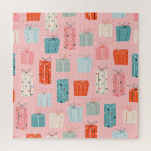 Weihnachtsgeschenke, rosa Hintergrund, Vintages Mu