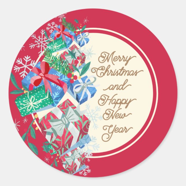 Weihnachtsgeschenke Runder Aufkleber (Vorderseite)
