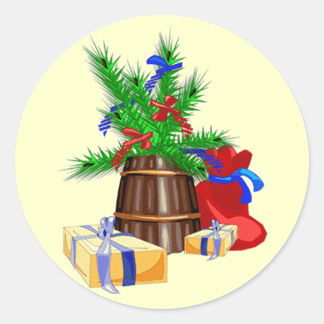 Weihnachtsgeschenke Runder Aufkleber (Vorderseite)