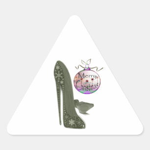 Weihnachtsgeschenke Stiletto Shoe and Bauble Art G Dreieckiger Aufkleber