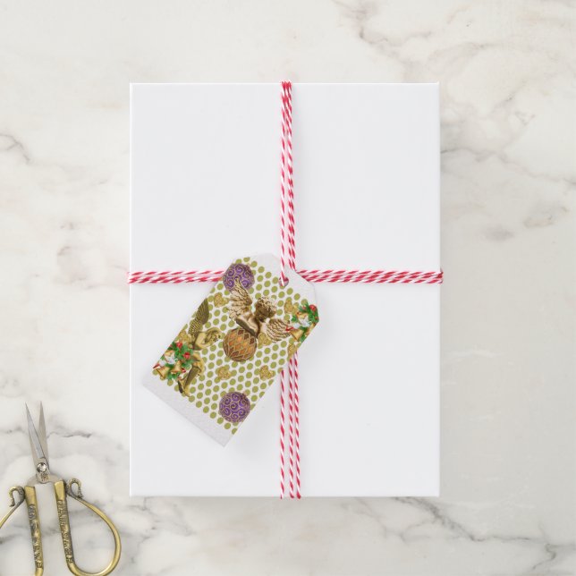 Weihnachtsgeschenke Tags Gold Engel Geschenkanhänger (Mit Garn)
