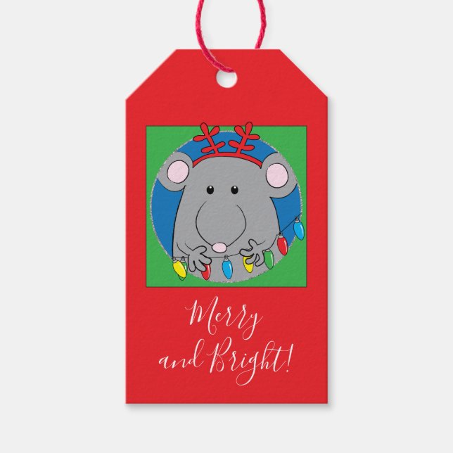 Weihnachtsgeschenke Tags Merry Christmouse Geschenkanhänger (Vorderseite)