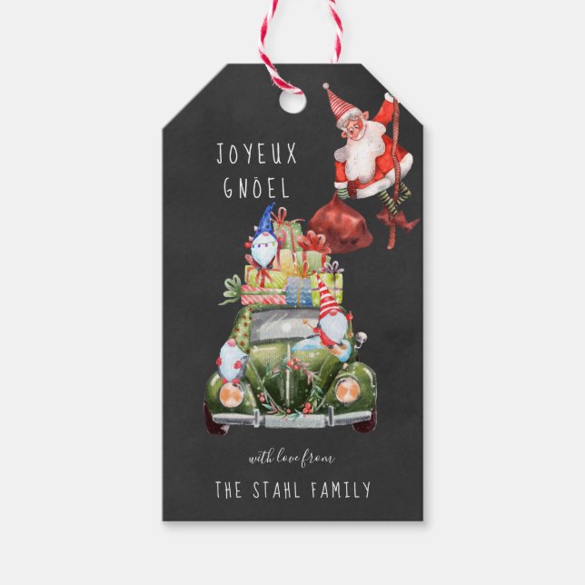 Weihnachtsgeschenke Tags | Niedliche Gnomes & Sant Geschenkanhänger (Vorderseite)