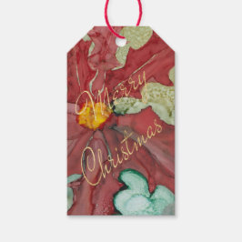 Weihnachtsgeschenke Tags Poinsettia Rot, Grün, Gol Geschenkanhänger