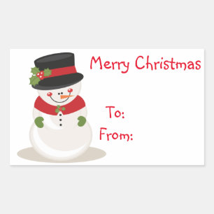 Weihnachtsgeschenke Tags/Rectangle Stickers/Snowma Rechteckiger Aufkleber