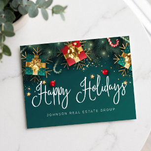 Weihnachtsgeschenke und -verzierungen Frohe Feiert Postkarte