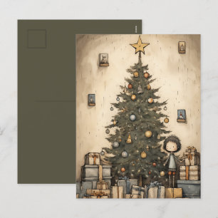 Weihnachtsgeschenke unter dem Baum Feiertagspostkarte