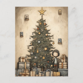 Weihnachtsgeschenke unter dem Baum Feiertagspostkarte