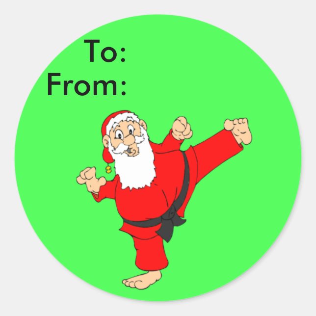 Weihnachtsgeschenke von Santa Martial Arts Runder Aufkleber (Vorderseite)