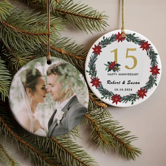 Weihnachtsgeschenke zum 15. Hochzeitstag Ornament (Von Creator hochgeladen)