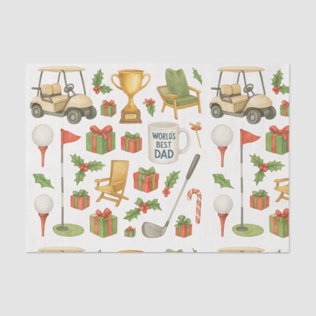 Weihnachtsgeschenke zum Thema Golf Vater Seidenpapier (Vorderseite)