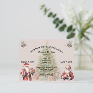 Weihnachtsgeschenketauschparty-Einladung Einladungspostkarte