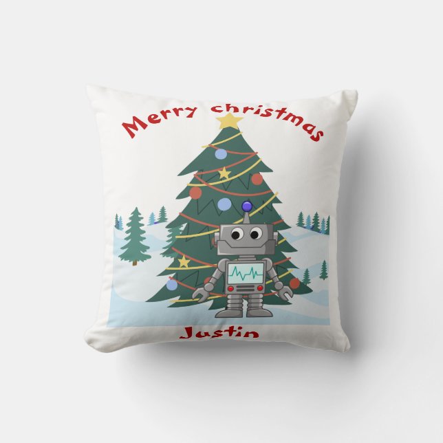 Weihnachtsgeschenkfamilie, personalisierte Bezeich Kissen (Vorderseite)