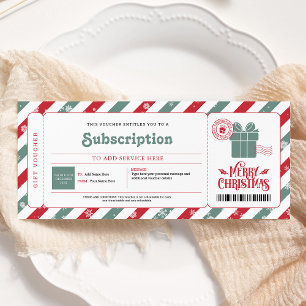 Weihnachtsgeschenkgutschein für den Abonnementdien Einladung