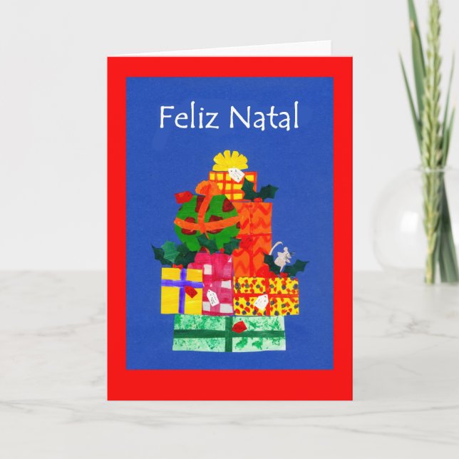 Weihnachtsgeschenkkarte mit portugiesischem Gruß Feiertagskarte (Vorderseite)