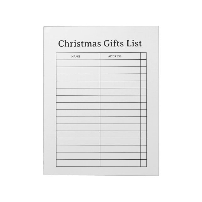 Weihnachtsgeschenkliste Notizblock (Rotiert)