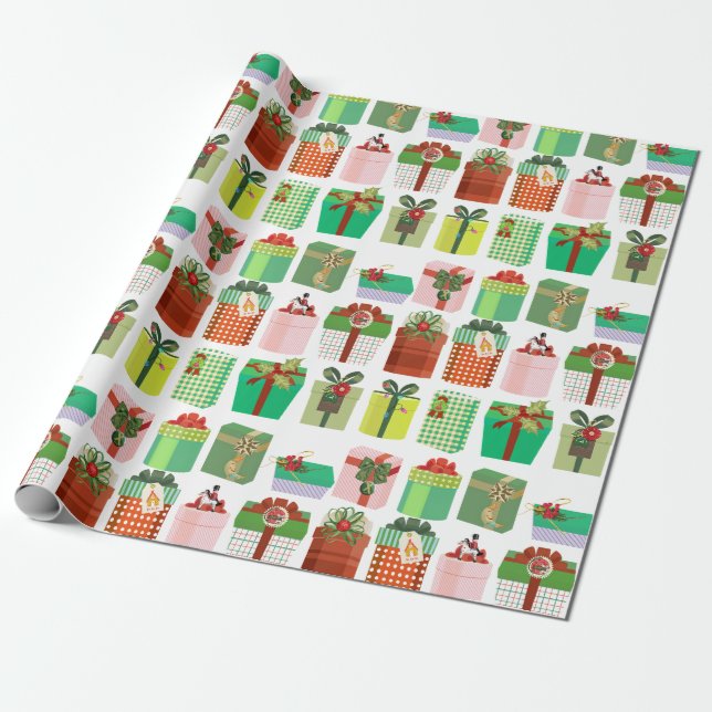 Weihnachtsgeschenkpakete Geschenke Muster Geschenkpapier (Ungerollt)